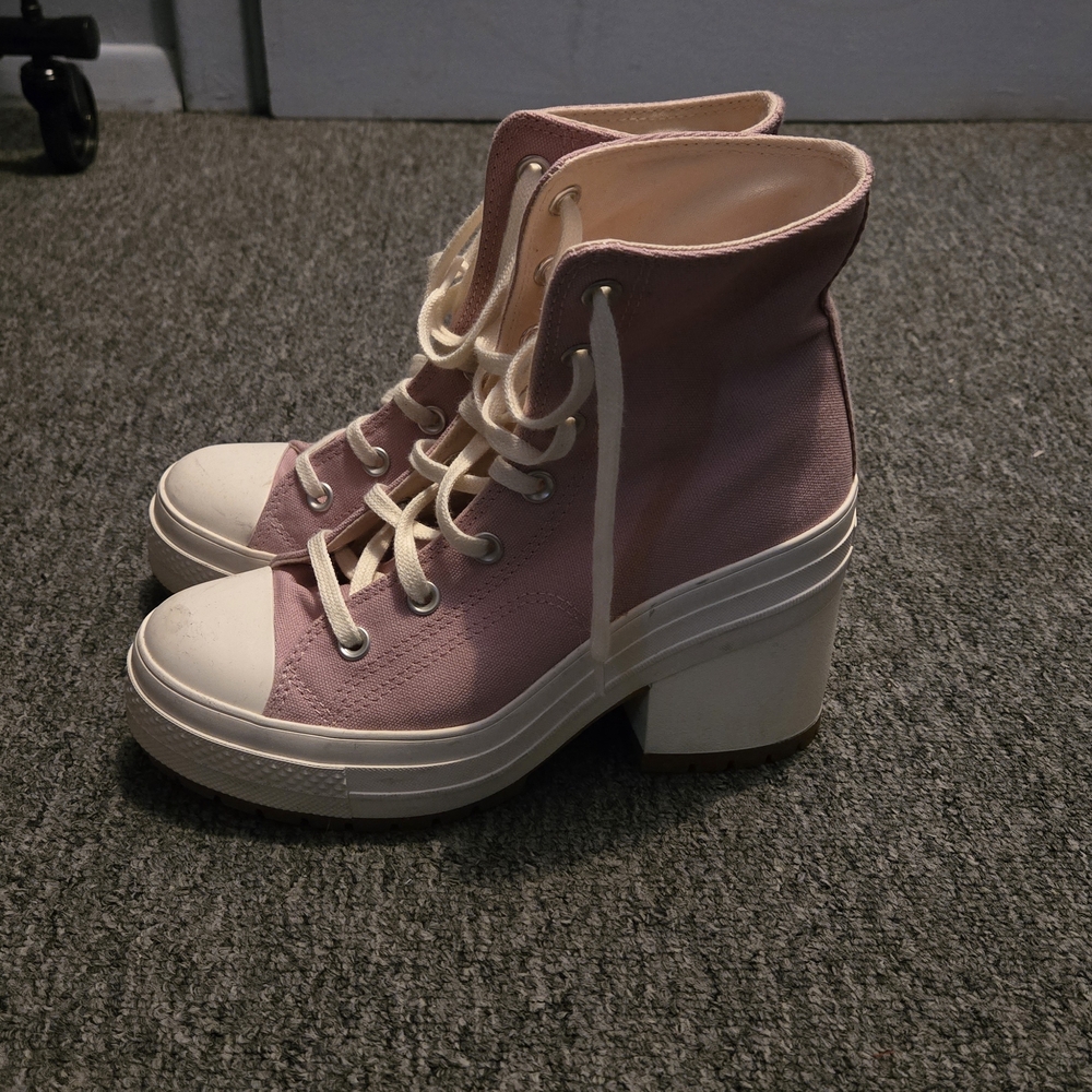 Converse Pink High-Top Heeled Sneakers